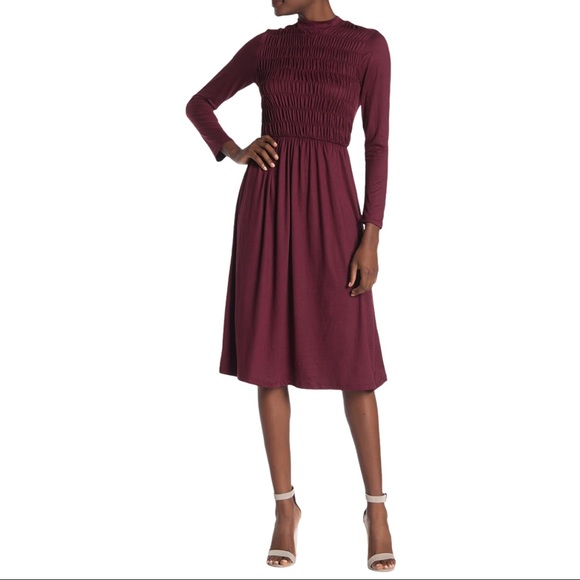 Velvet Torch Dresses & Skirts - NWT VELVET TORCH Mock Neck Smocked Midi Dress